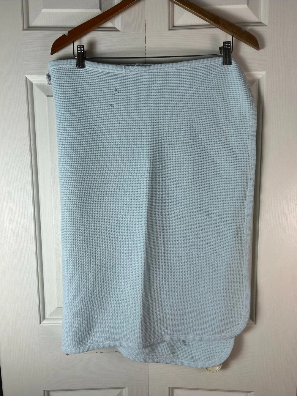Baby Morgan Solid Light Blue Thermal Blanket Waffle Weave USA Made 100% Cotton